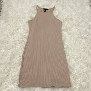 Sleeveless Tan Ribbed Dress